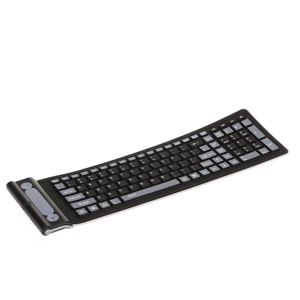2.4G Wireless Keyboard 107 Keys Portable Folding Soft Silicone Dustproof Keyboard