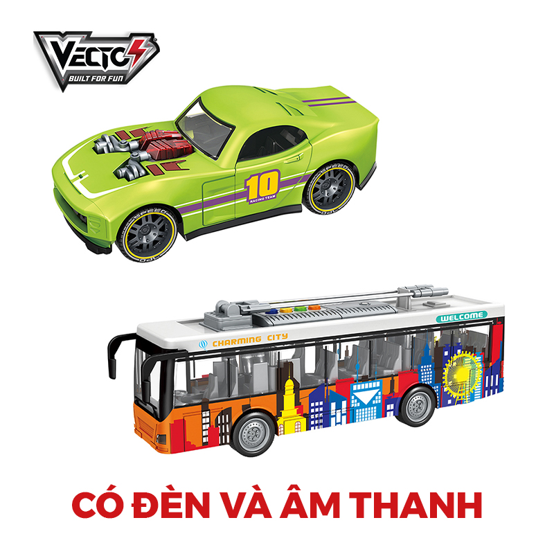 Đồ Chơi Combo Xe Buýt Du Lịch Và Xe Thể Thao Có Đèn Và Âm Thanh VECTO CB-VTA9-VT11Q