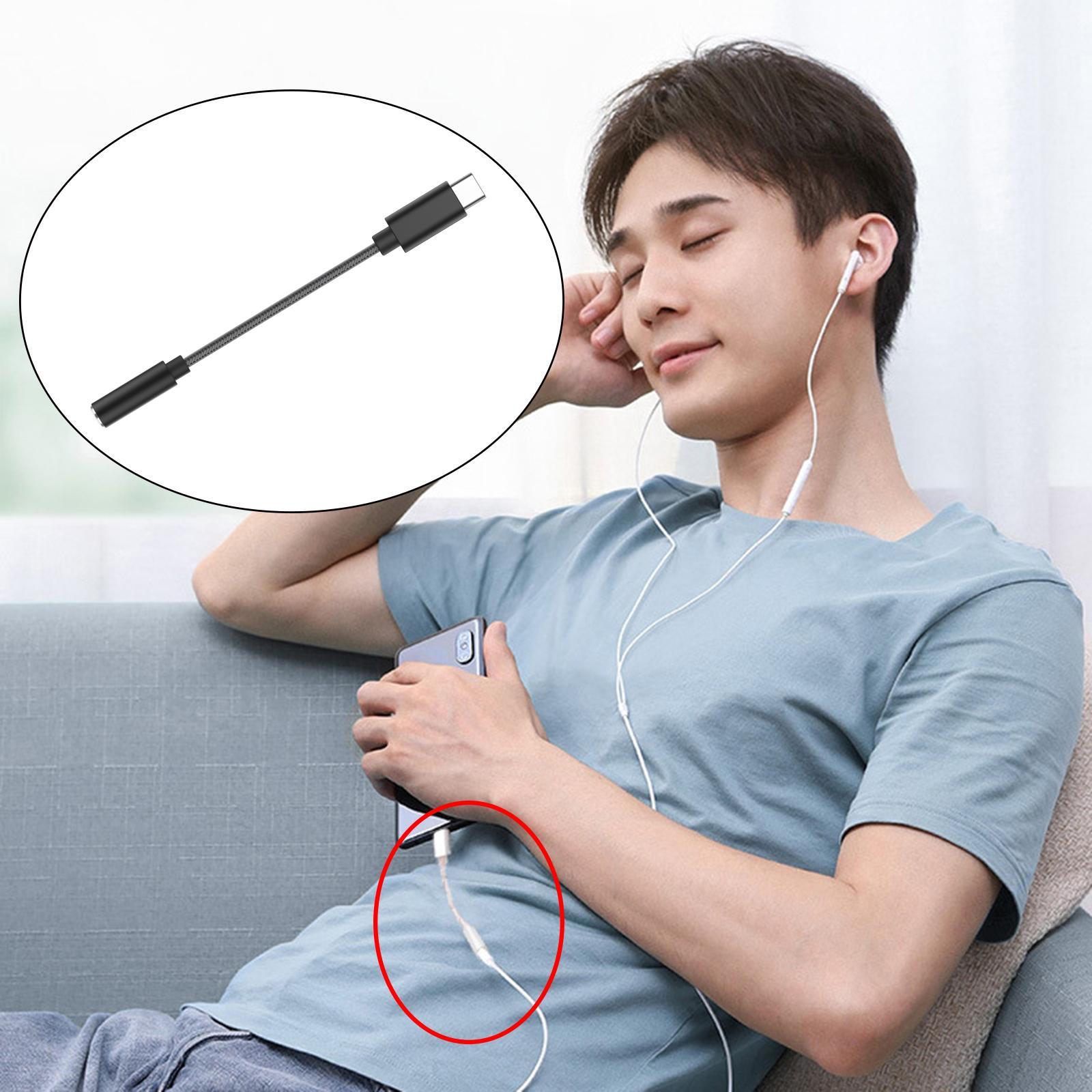 Type C to 3.5mm Audio Adapter Headphone Jack Connector for Cellphones - Black,