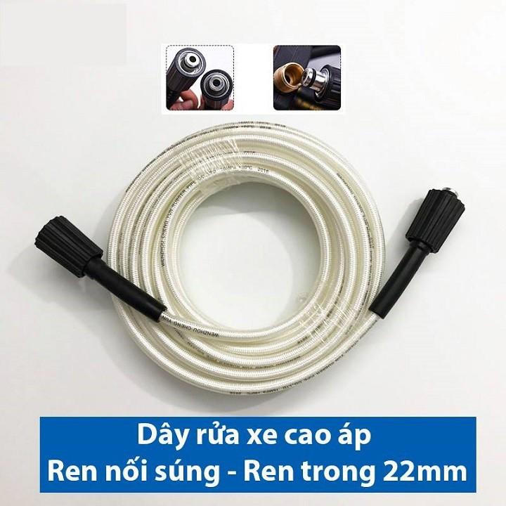 Dây cao áp 7m, 15m chân ren 22mm dùng cho máy xịt, rửa xe cao áp