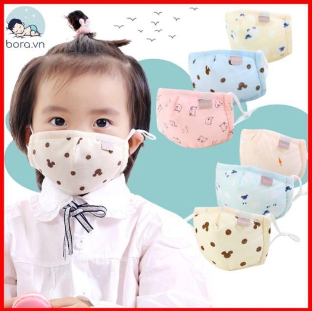 Sẵn Khẩu trang xô xuất nhật túi zip 5 lớp có nút điều chỉnh cho bé
