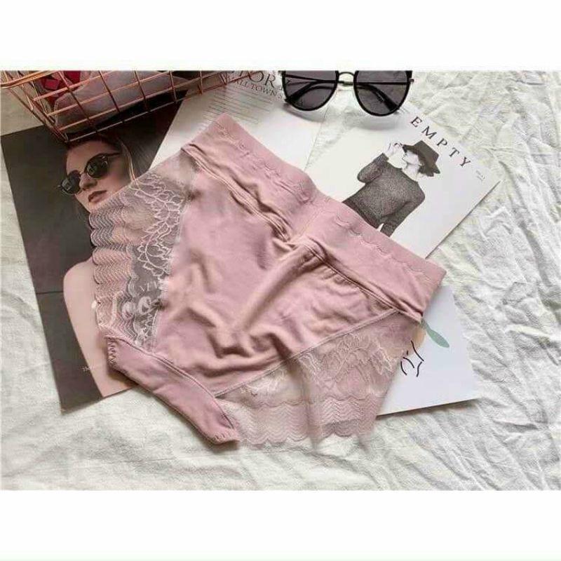 10 quần lót gen bụng cotton phối ren hoa cao cấp