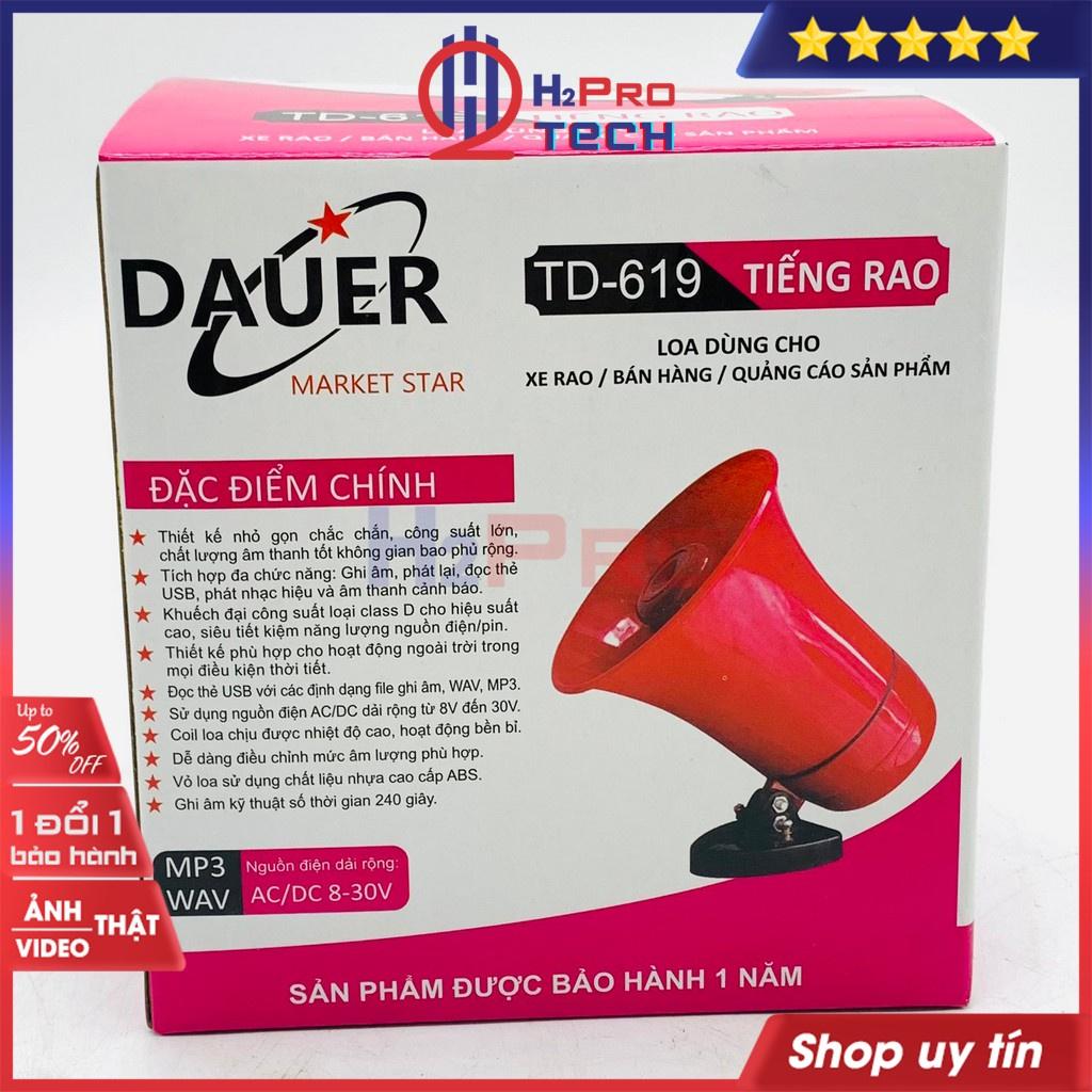 Loa Phóng Thanh Cầm Tay, Loa Bán Hàng Rong Dauer TD-619 15W Ghi Âm-Phát Lại-Usb-Nhạc Hiệu-Cảnh Báo-Giọng Nói-H2Pro Tech