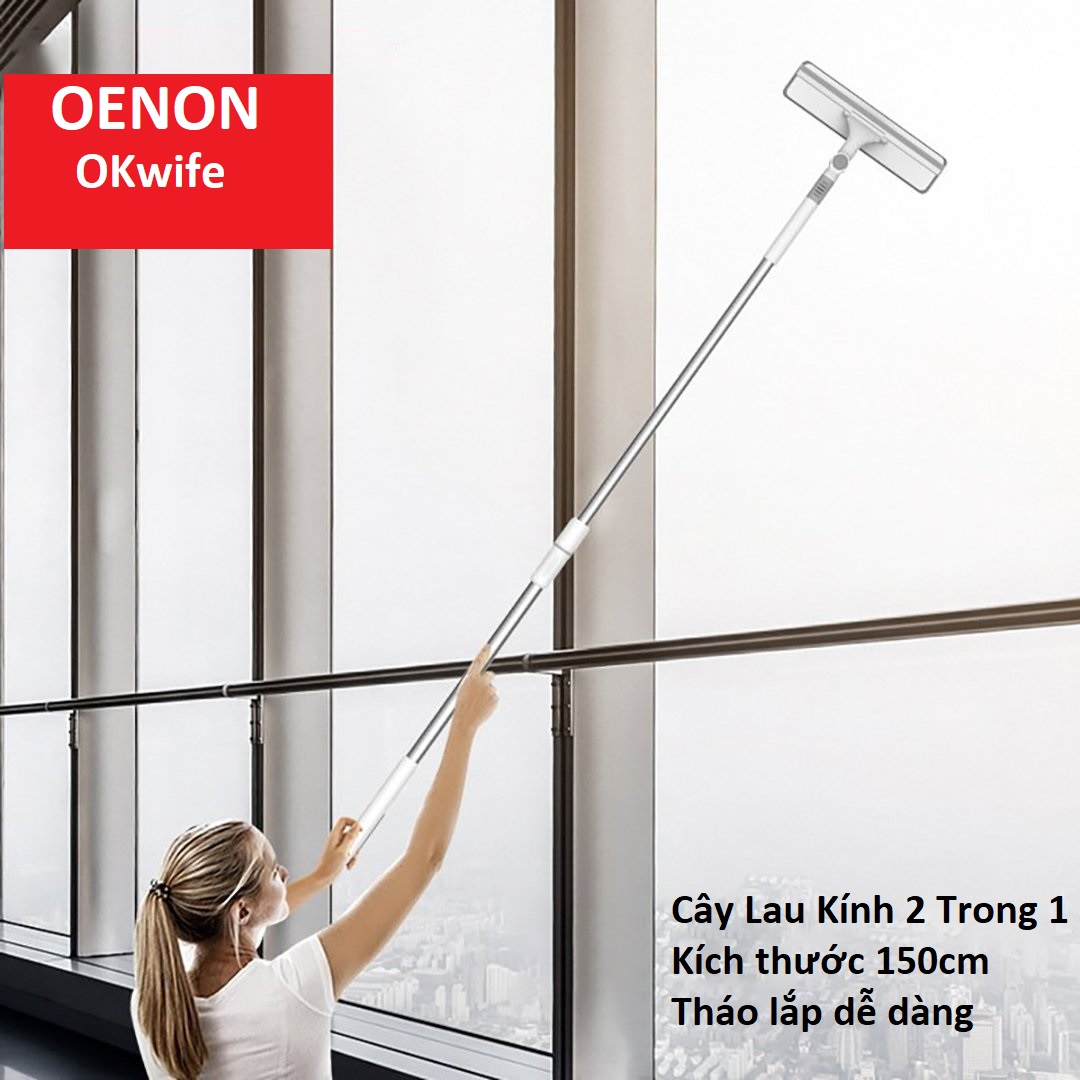 Cây Lau Kính Chuyên Dụng 2 Trong 1 Dài 150cm Có Thể Điều Chỉnh Tăng Giảm - OK03