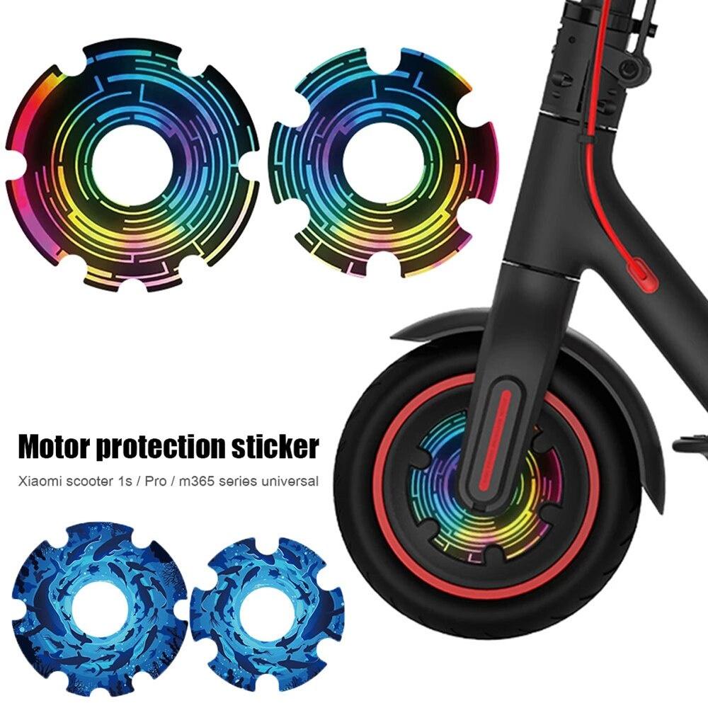 2Pcs Electric Scooter Front Wheel Sticker PVC Waterproof Motor Protective Cover Shell Kick Scooter Parts for Xiaomi M365/1s/pro2