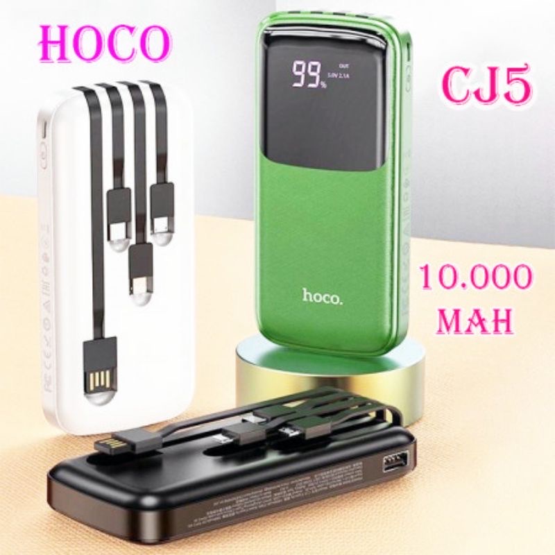 Pin sạc dự phòng đa năng 10.000 mAH Hoco CJ5 có 4 cáp sạc tiện lợi sạc được nhiều thiết bị