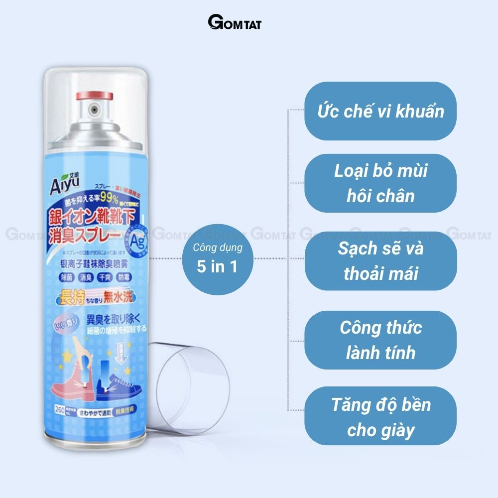 Hình ảnh Xịt giày khử mùi chống hôi chân, xịt giày nano bạc diệt vi khuẩn hương chanh mát lạnh 260ml - DUER-XITGIAY