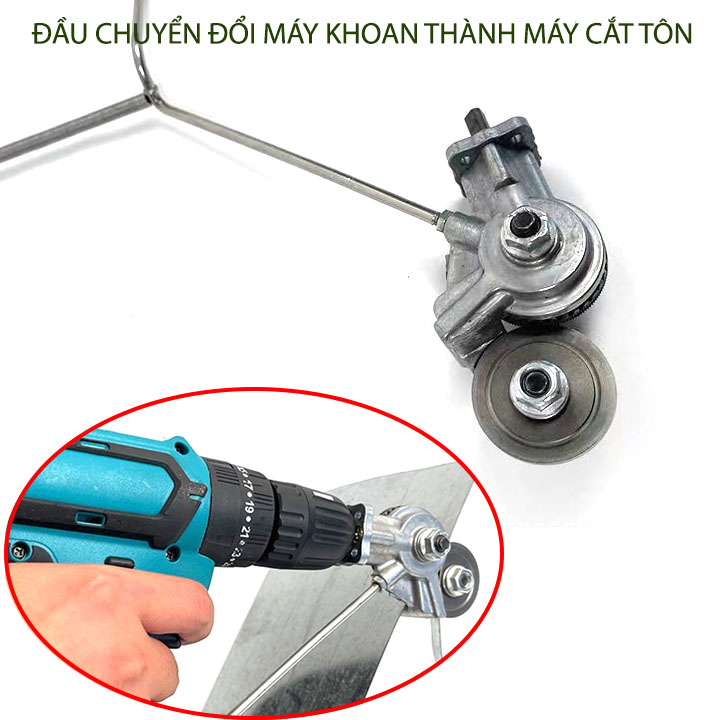 Đầu chuyển đổi máy khoan pin, bắn vít thành máy cắt tôn đa năng