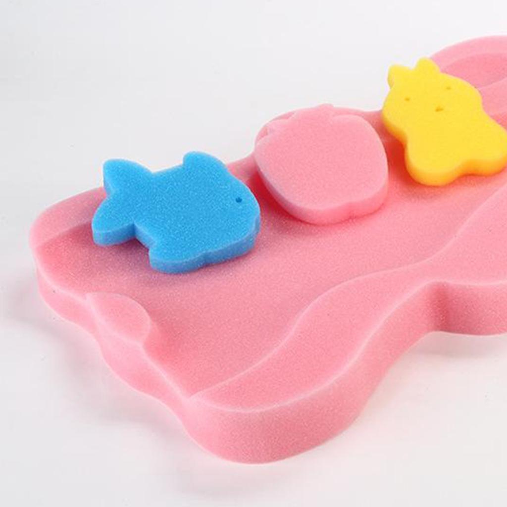 2Pcs Non Slip Baby Bath Sponge Cushion Safety Foam Pad Shower Mat Pink