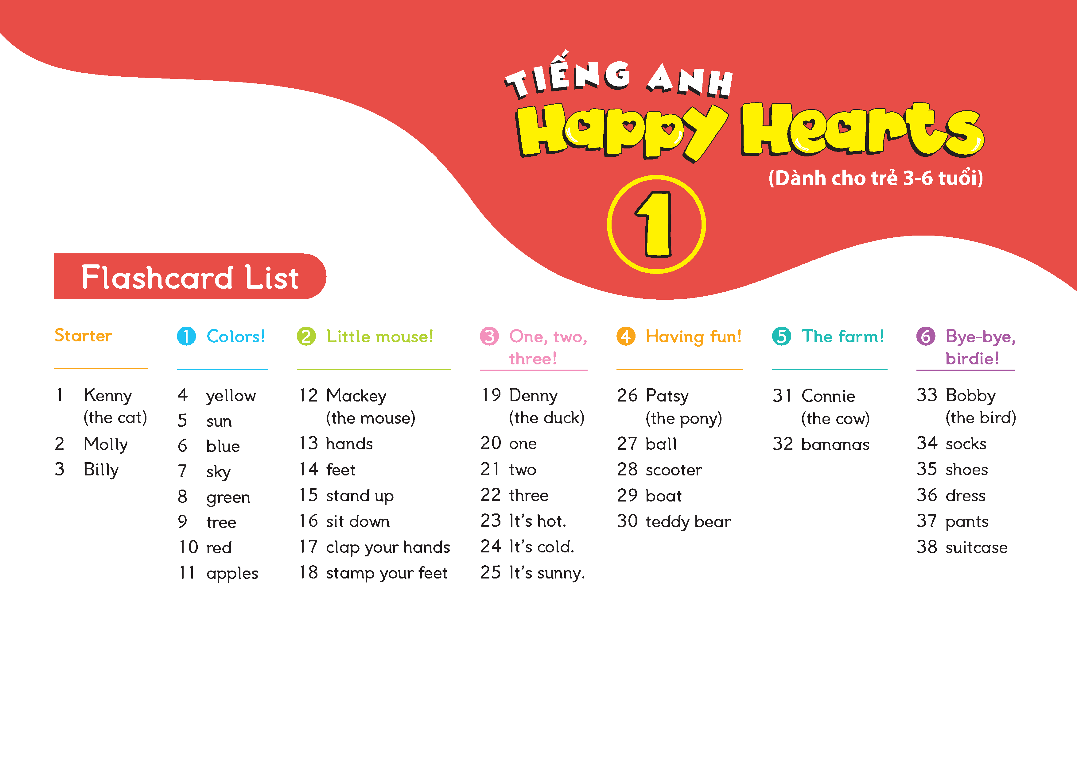 Tiếng Anh Happy Hearts 1 - Flashcards