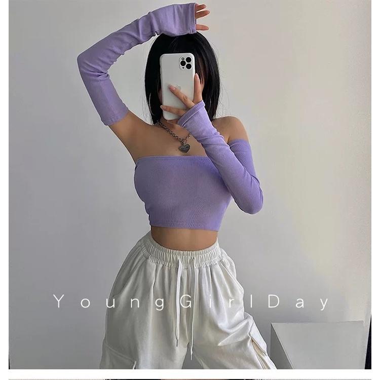 MS544 Áo quây dài tay, áo kiểu quây croptop tay rời
