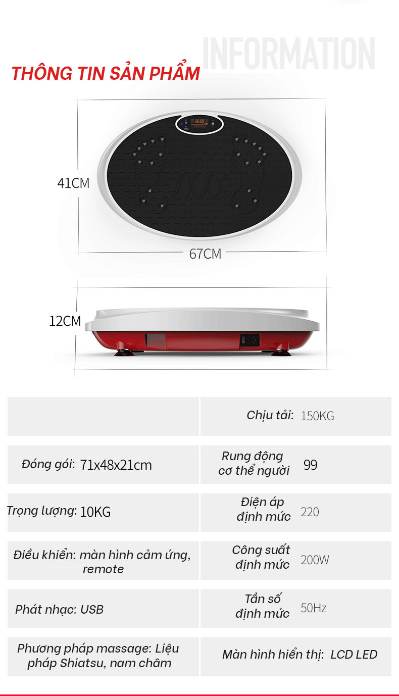 Máy Massage Rung Toàn Thân Xuống Cân, Săn Chắc Cơ 99 Cấp Độ, Phát Nhạc USB, Điều Khiển Từ Xa Tiện Lợi