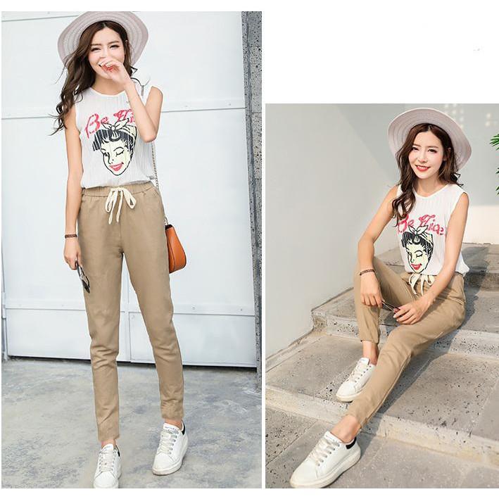 Quần kaki baggy ống suôn lưng thun cực hot