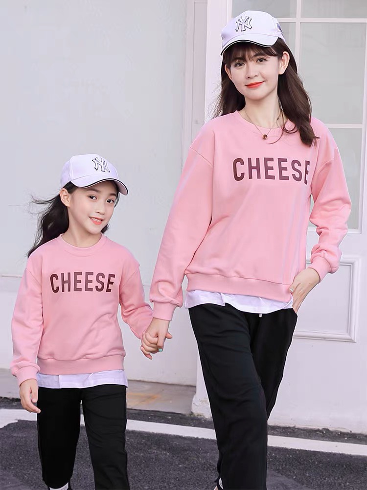 Áo đôi hồng CHEESE bèo gấu trắng cho mẹ và bé ATN617_con