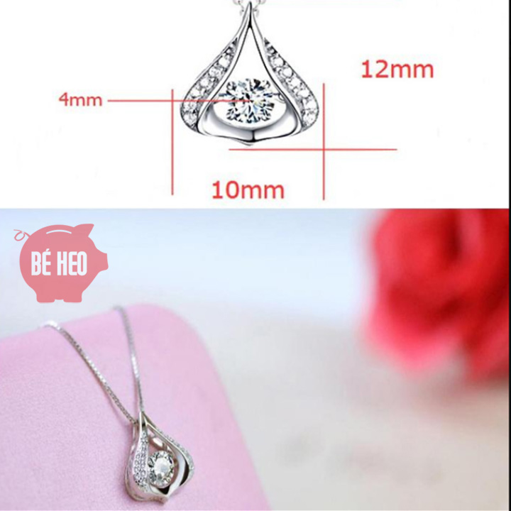 Dây chuyền bạc đá zircon - Dây chuyền nữ trái tim - Trang sức Bé Heo BHDC250