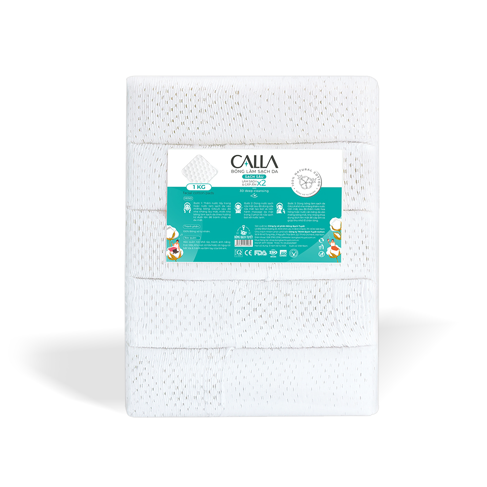 Combo 2 bịch Bông tẩy trang làm sạch da Bông Bạch Tuyết Calla Sạch Sâu & Mềm Mịn (1Kg/bịch)