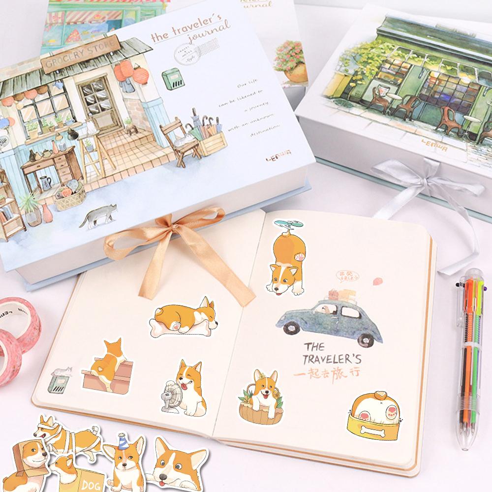Sticker chó corgi chibi hoạt hình cute trang trí mũ bảo hiểm, guitar, ukulele, điện thoại, sổ tay, laptop-mẫu S89