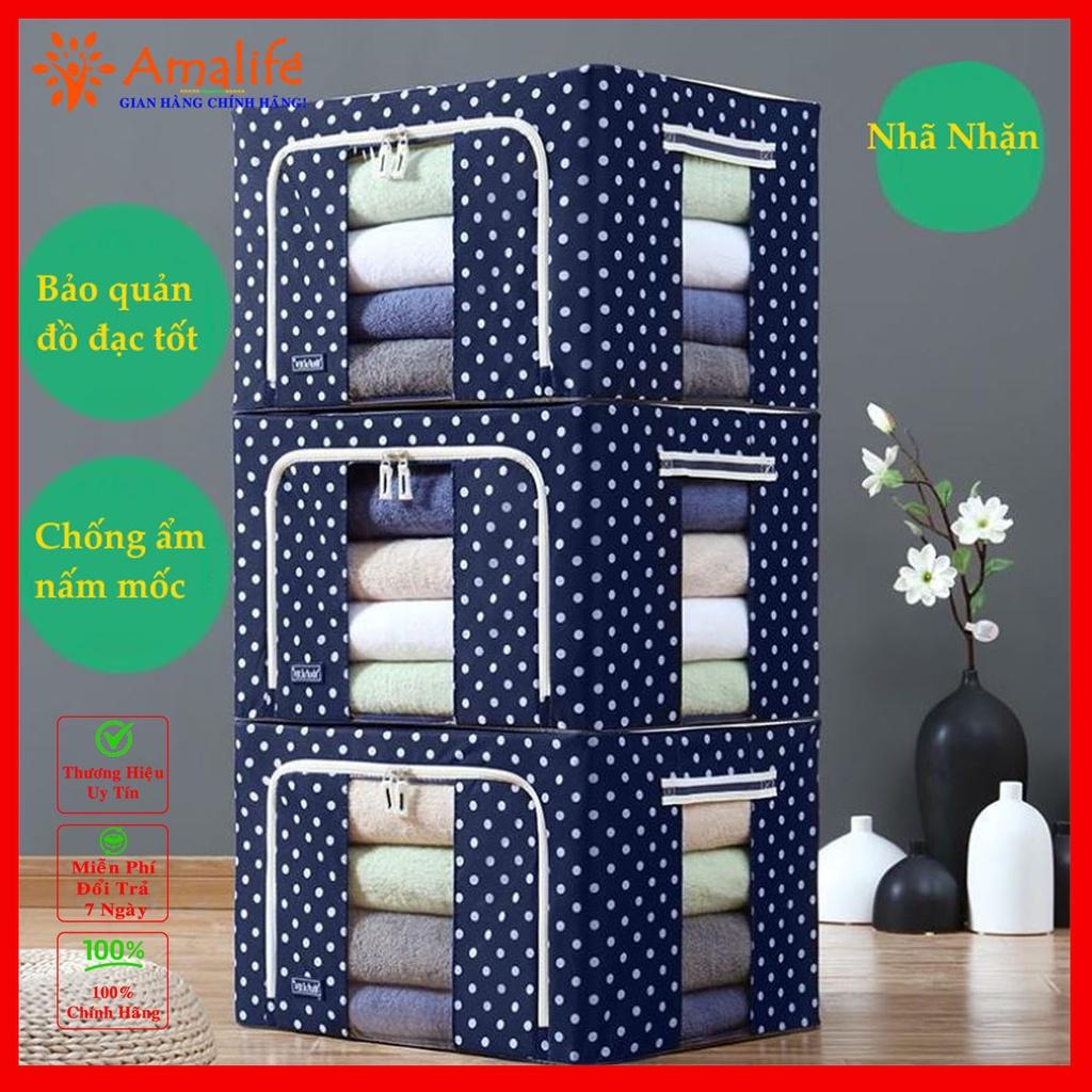 Bộ Túi Đựng Chăn Màn Khung Sắt Gấp Gọn Cao Cấp Amalife - Hộp Đựng Quần Áo, Đựng Đồ Đa Năng