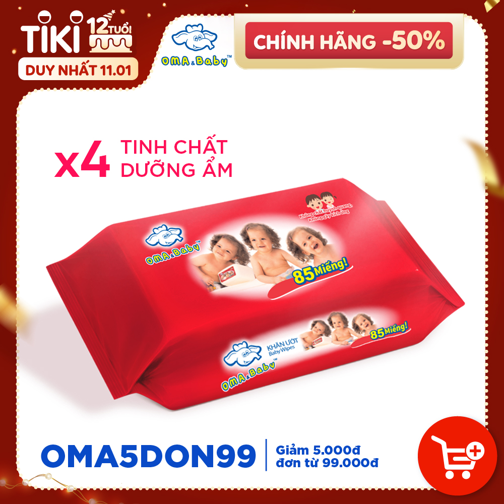 Khăn ướt làm sạch tinh khiết  Oma &amp; Baby for Lady - hương hoa thơm ngát