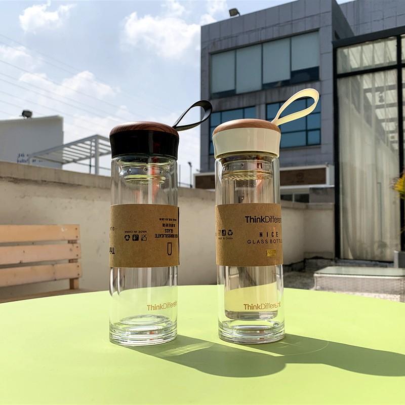 Bình thủy tinh 2 lớp có lọc trà Think Different 200ml