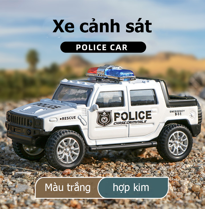 Đồ chơi mô hình xe ô tô cảnh sát KAVY - 01 bằng hợp kim chạy cót