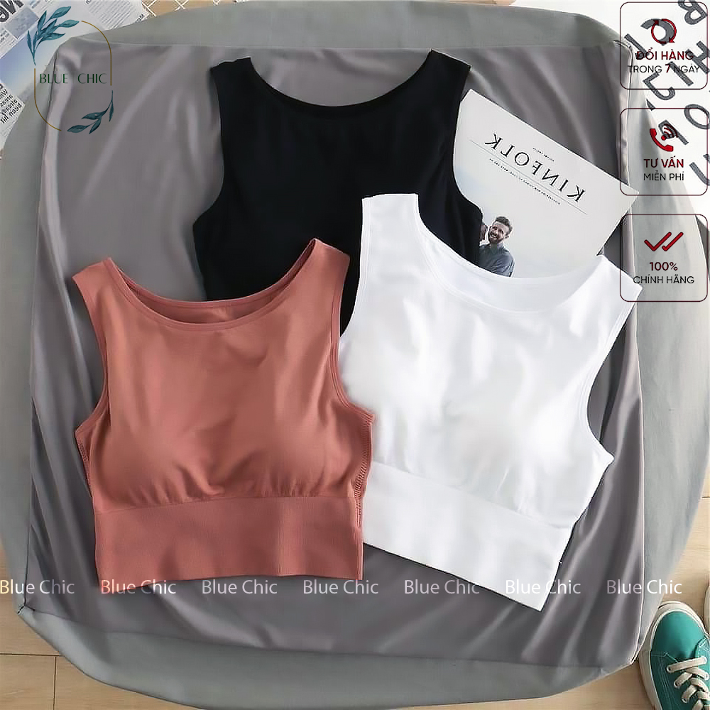 Áo croptop nữ Blue Chic sát nách ba lỗ thun không tay kiểu ôm body tank top vải cotton co giãn tốt 3 màu đen trắng nâu