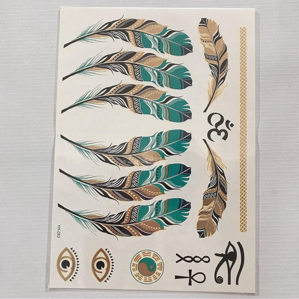 Combo 3 tấm hình xăm dán ánh kim chocker 15x22cm- mua 2 combo=