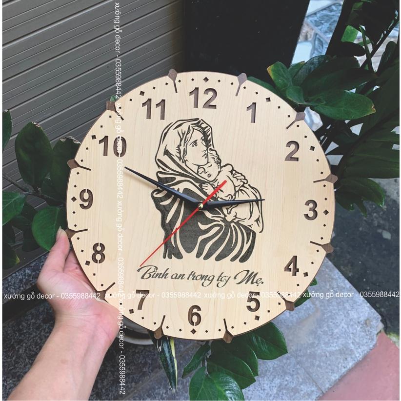 Đồng hồ treo tường trang trí kim trôi hình công giáo hình Chúa GIÊSU, Đức Mẹ Maria