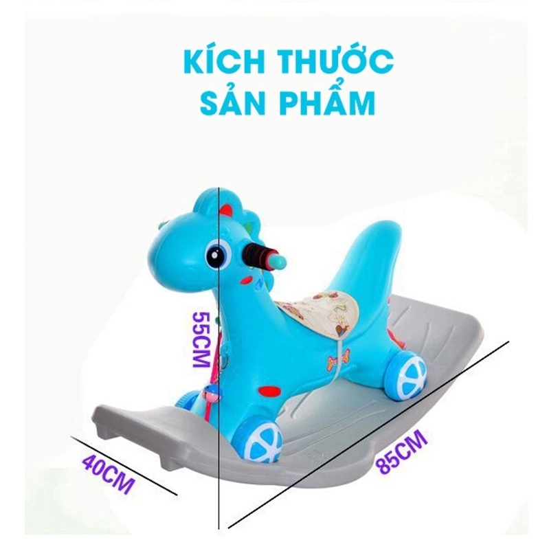 Ngựa bập bênh kết hợp xe chòi chân có nhạc cho bé