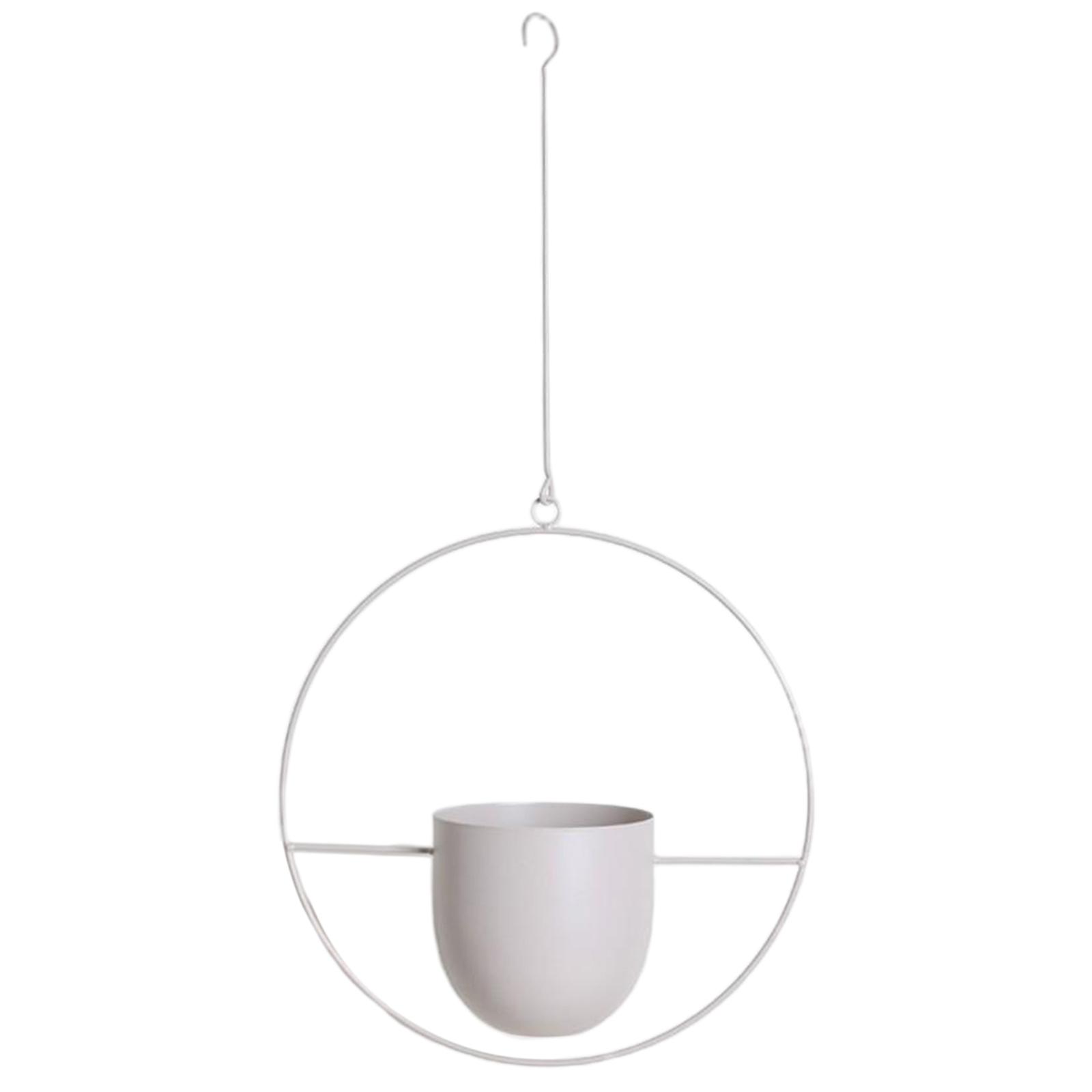 Metal Hanging Planter Pot Indoor Outdoor Flower Pot Plant Holder White Round