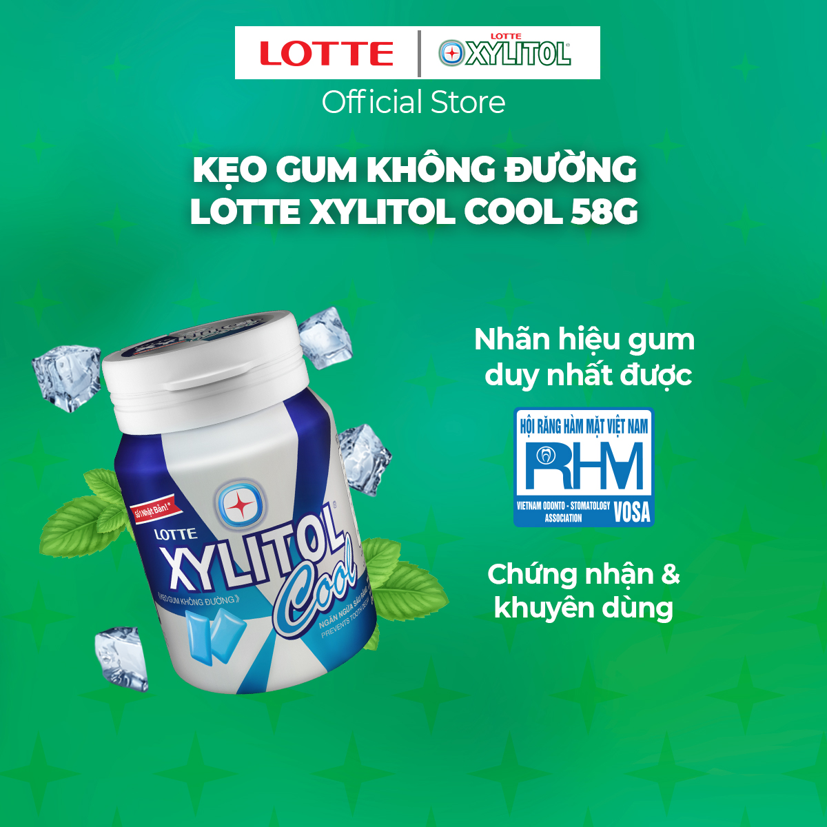 Combo 6 hũ Kẹo gum không đường Lotte Xylitol Cool 55.1 g