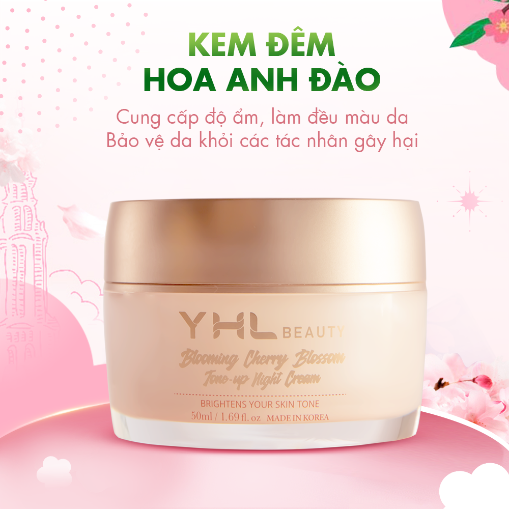 Combo ngày đêm hoa anh đào dưỡng trắng và chống nhăn da YHL Hàn Quốc