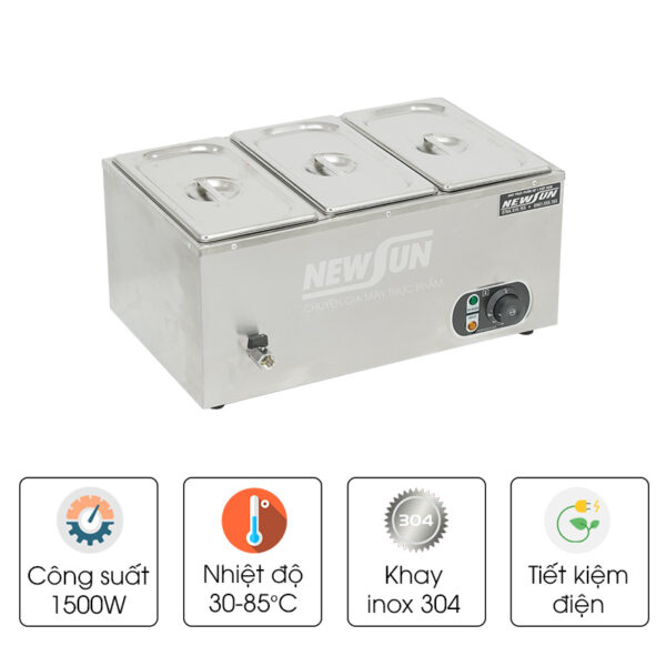 Bàn hâm nóng thức ăn HB-3V thiết kế 3 khay 580mm tiện lợi NEWSUN - Hàng chính hãng