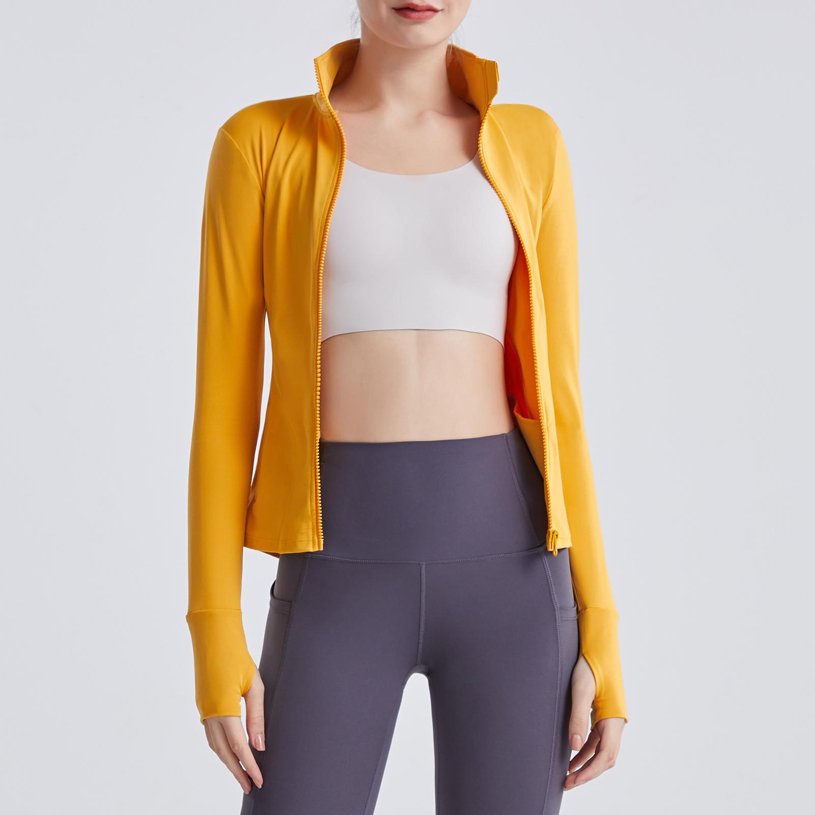 Áo khoác thể thao có dây kéo và xỏ ngón tay cái để tập thể dục, chạy bộ, yoga thoải mái