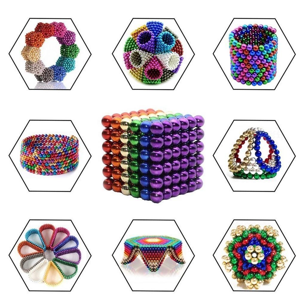 Nam châm bi 8 màu - Bucky ball 5mm (216 viên,6 - 8 màu), Bi nam châm tròn - bucky ball 8 màu giúp tăng khả năng tư du