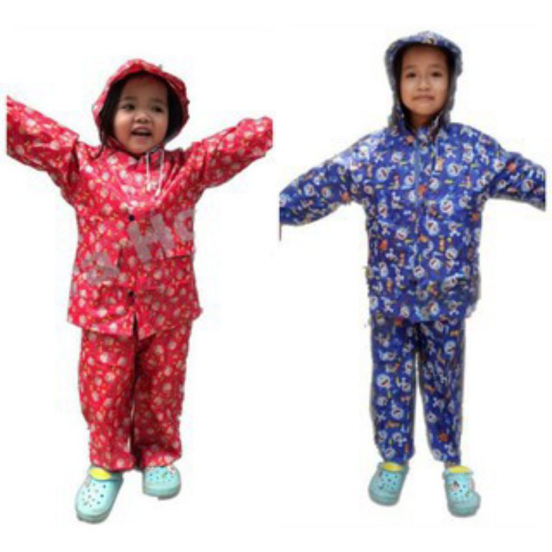 Áo Mưa Bộ Vải Dù Cao Cấp Cho Bé Từ 3 -10 Tuổi, Chống Thấm, Che Kín Người An Toàn Cho Bé, Lựa Chọn Màu Sắc Phù Hợp Giới Tính (Giao Màu - Mẫu Ngẫu Nhiên)