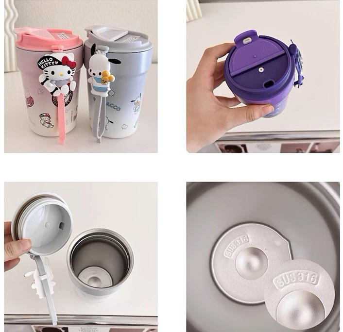 Ly giữ nhiệt inox 316 hoạt hình dễ thương 380ML