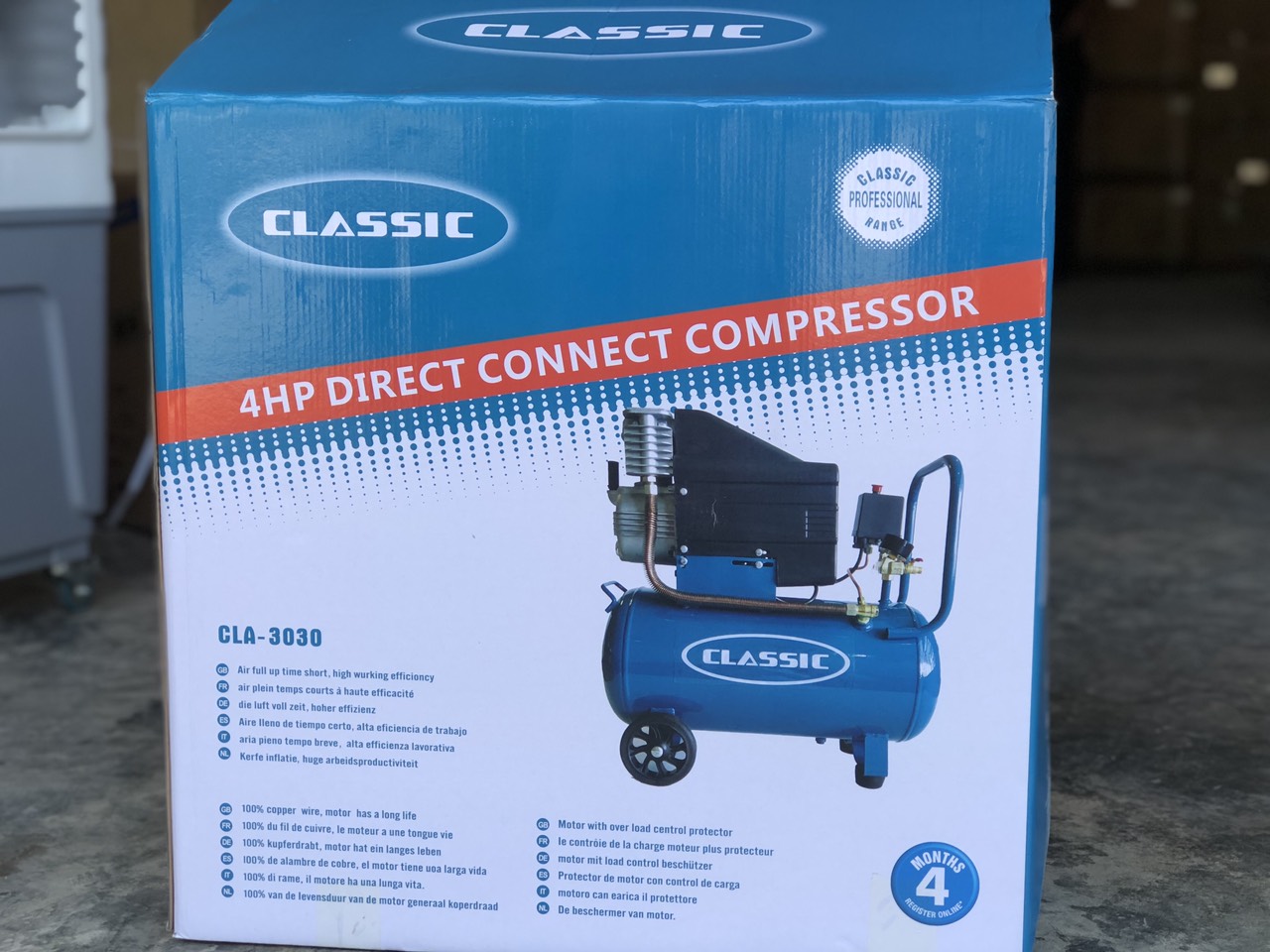 MÁY NÉN KHÍ CÓ DẦU CLASSIC CLA-3030 3HP (2250W) 30 LÍT -HÀNG CHÍNH HÃNG (LÊN HƠI SIÊU NHANH, 100% DÂY ĐỒNG)