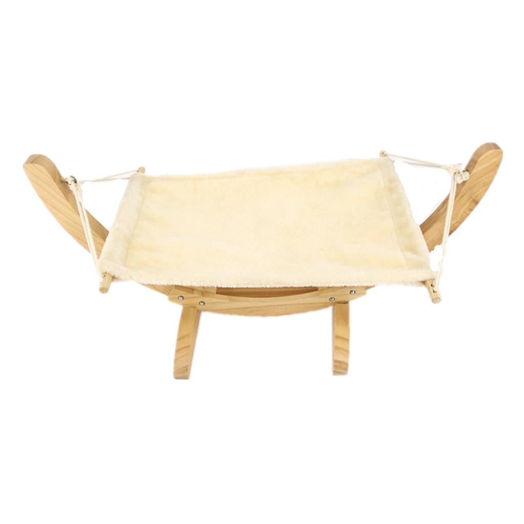 Hammock for Cat/Rat/Guinea Pig/Ferret Hanging Bed Toy House Wood Frame-Beige
