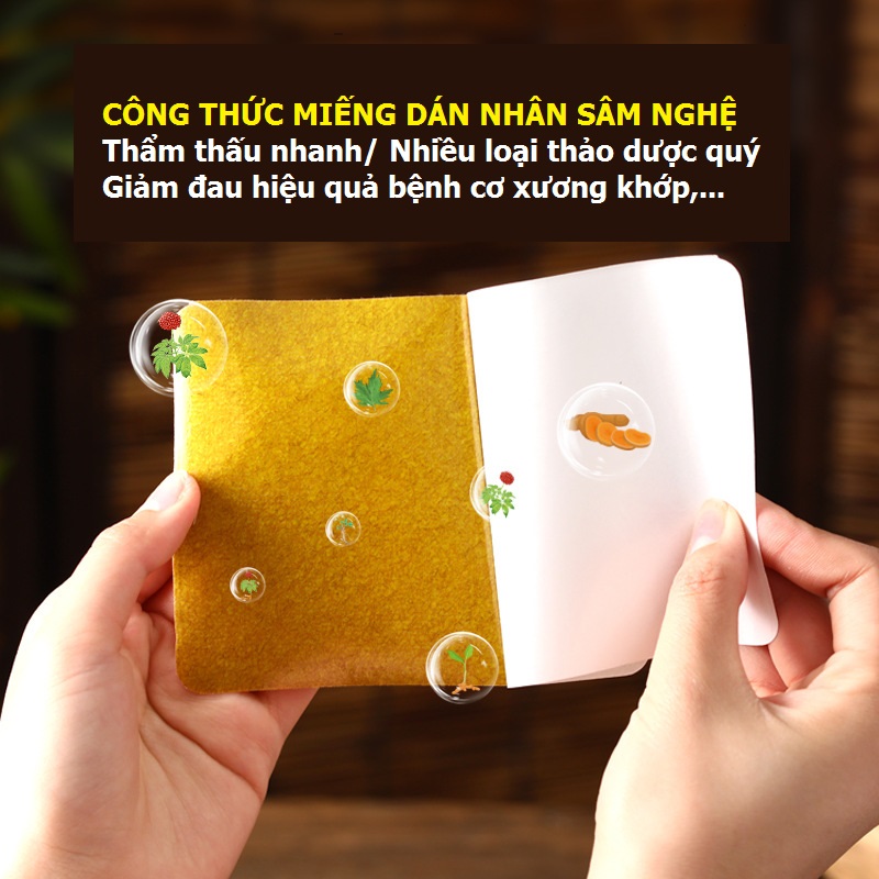 Hộp 20 miếng cao dán thảo dược nhân sâm, nghệ, ngải cứu , bạch chỉ giúp giảm đau cổ vai gáy,thắt lưng