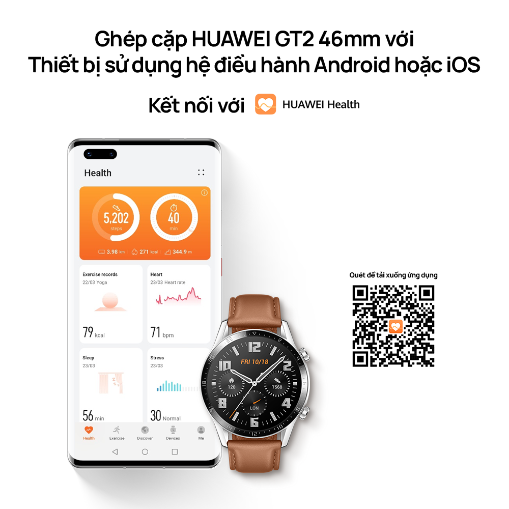 Đồng hồ thông minh Huawei Watch GT2 | Kirin A1 | Thời lượng pin dài | Kiểu dáng thể thao thời thượng | Hàng Phân Phối Chính Hãng