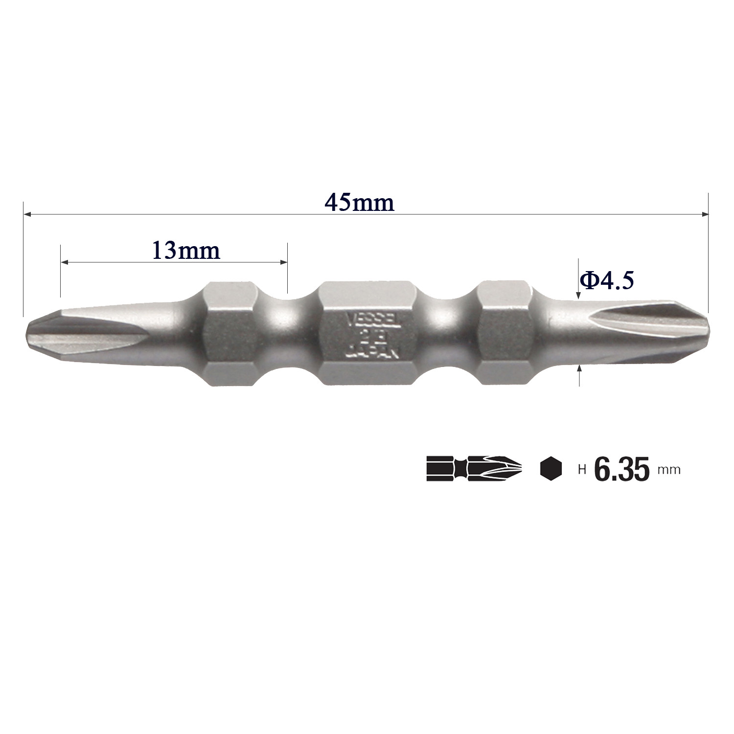 Mũi vặn vít chịu xoắn AS14 chuôi lục giác H = 6,35mm thương hiệu Vessel (Nhật Bản)