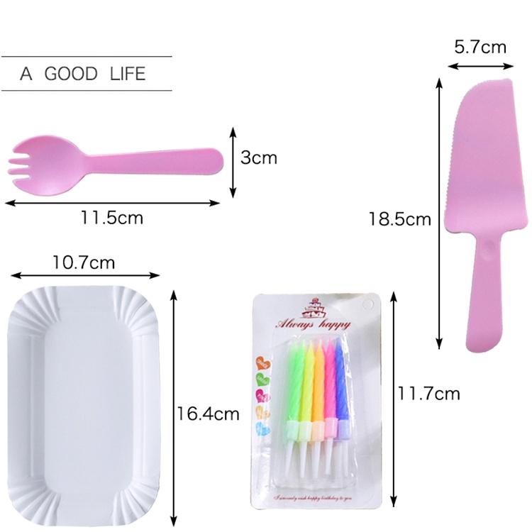 Phụ kiện bánh sinh nhật bánh kem - Combo 10 đĩa Giấy + 10 dĩa + 10 Dao + 1 vỉ 10 cây nến, Bộ Dao dĩa nến J7ST2000016