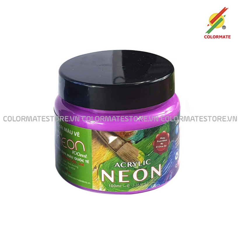 Màu vẽ Acrylic neon Colormate hũ 100ml màu tím - COLORMATE