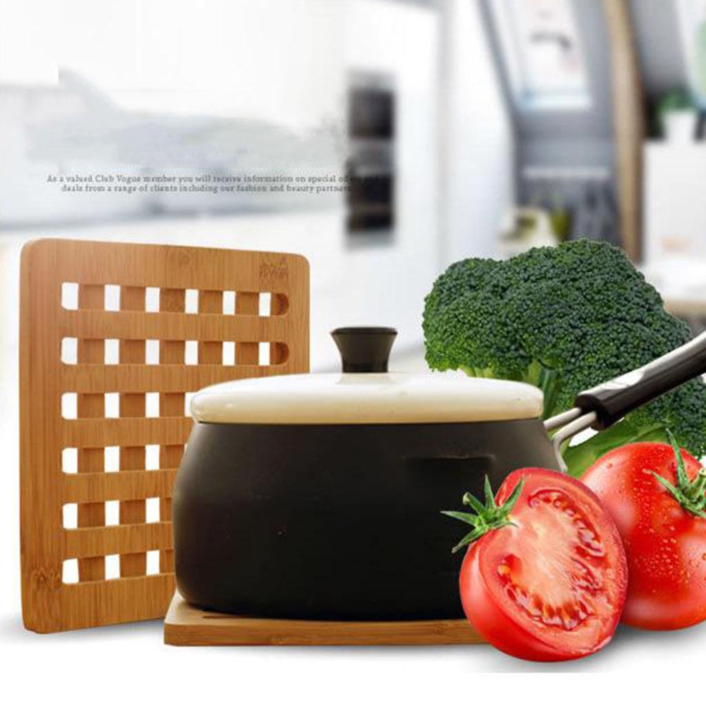 Bamboo Trivet Mat Set for Instant Hot Pot/Dishes/Bowl/Teapot/Pads/Hot Pot Holders Heat Resistant Trivet Square