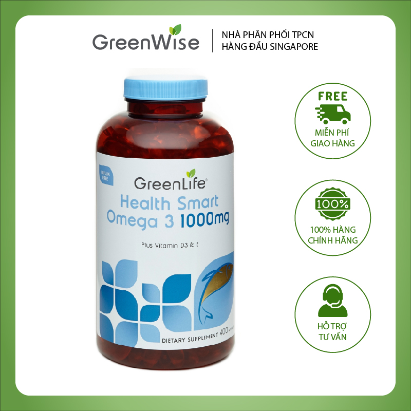 Viên Uống Bổ Sung Omega-3 Tăng Cường Sức Khỏe Tim Mạch, Trí Não GreenLife Health Smart - 400 viên