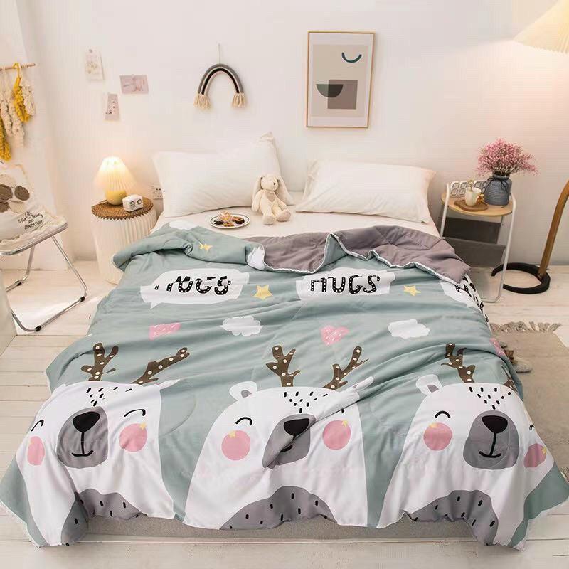 Chăn Cotton Đũi hè M2T bedding Chăn đũi nhập khẩu viền ren mền mịn mát kích thước 2m x 2m2