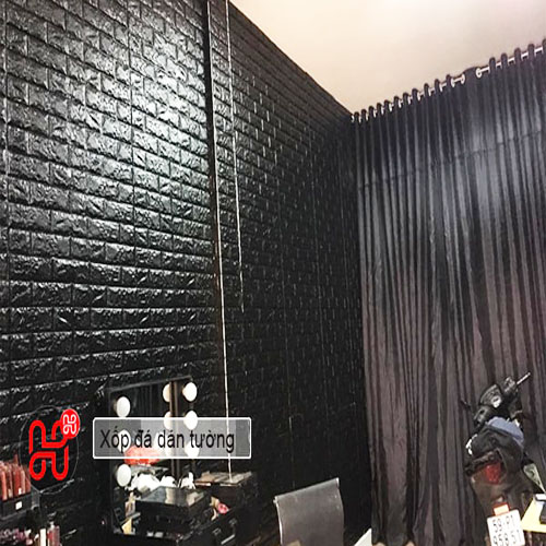 Bộ 10 Tấm Xốp Dán Tường Gạch Dày 5mm Màu Đen 70cmx77cm