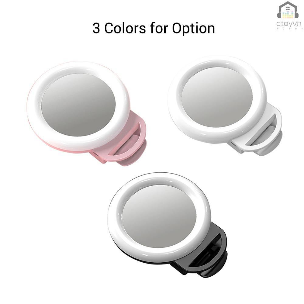 Vòng đèn LED RGB mini tích hợp pin có thể sạc lại kèm gương hỗ trợ chụp ảnh/quay video
