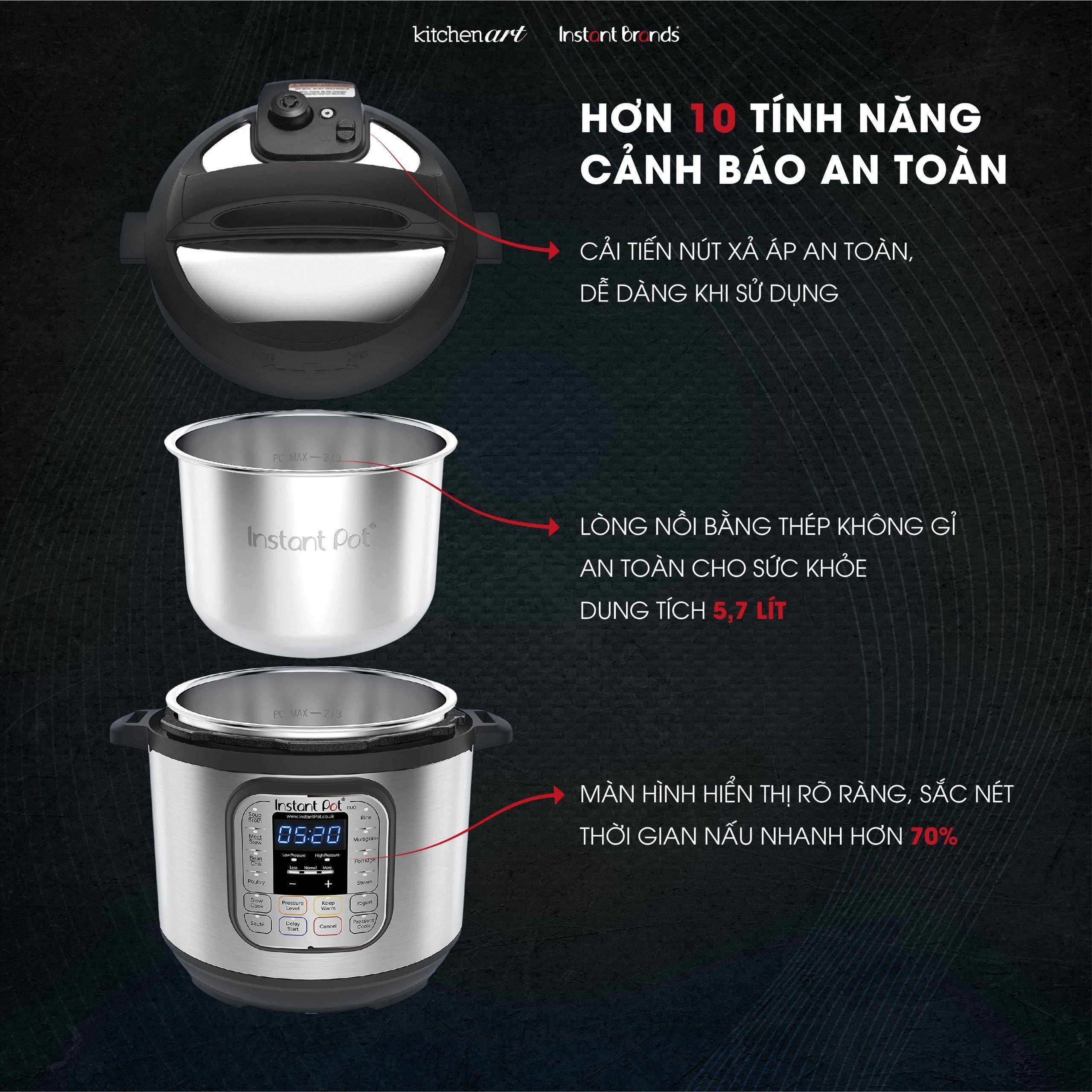 Nồi áp suất Instant pot Duo V5 - bản cải tiến - Hàng chính hãng